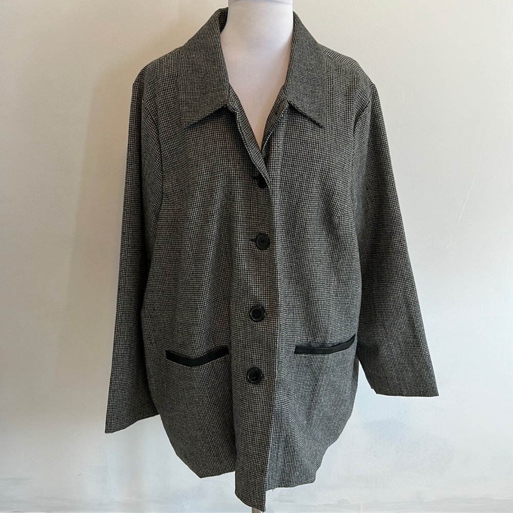 Ulla Popken Wool Blend Houndstooth Jacket